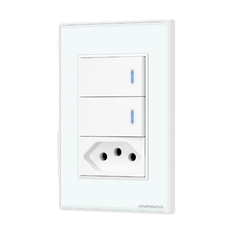 Interruptor Tecla Fisica Zigbee com Tomada Integrada Controle via Alexa e Google Assistente – Novadigital