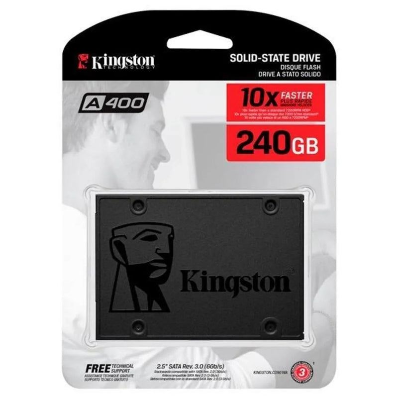 SSD Kingston A400 240GB - 500mb/s para Leitura e 320mb/s para Gravação