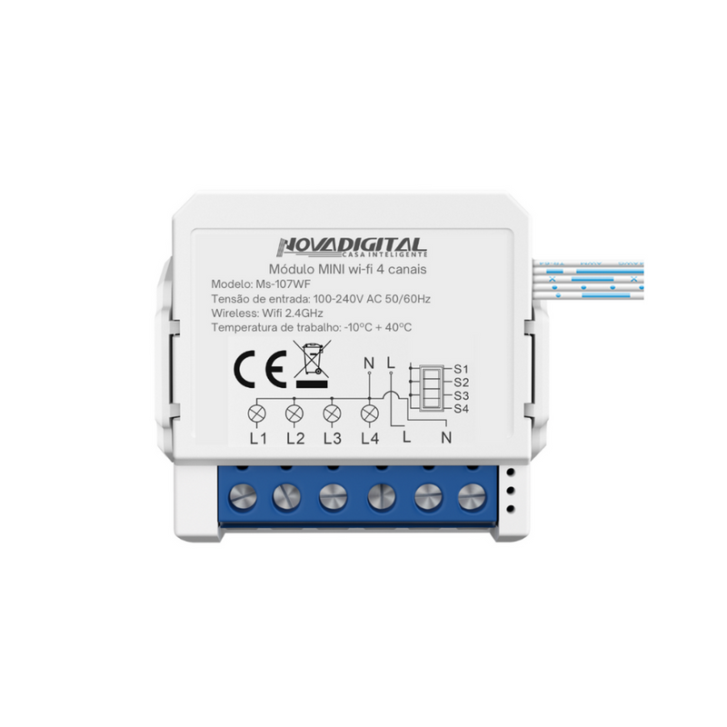 Módulo Mini Inteligente 2/3/4 canais Branco Wi-Fi - Novadigital