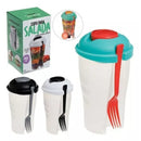 Copo Fitness Para Salada Garfo Molheira Pote Portátil 900ml
