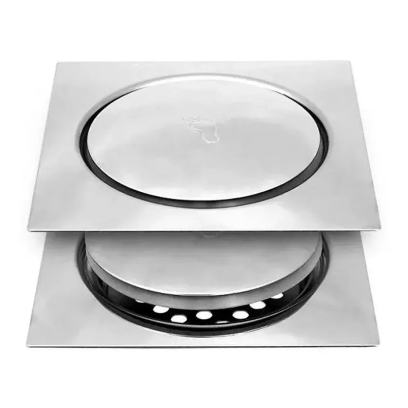 Ralo Oculto Click Inteligente Quadrado 15x15 cm Inox para Banheiro