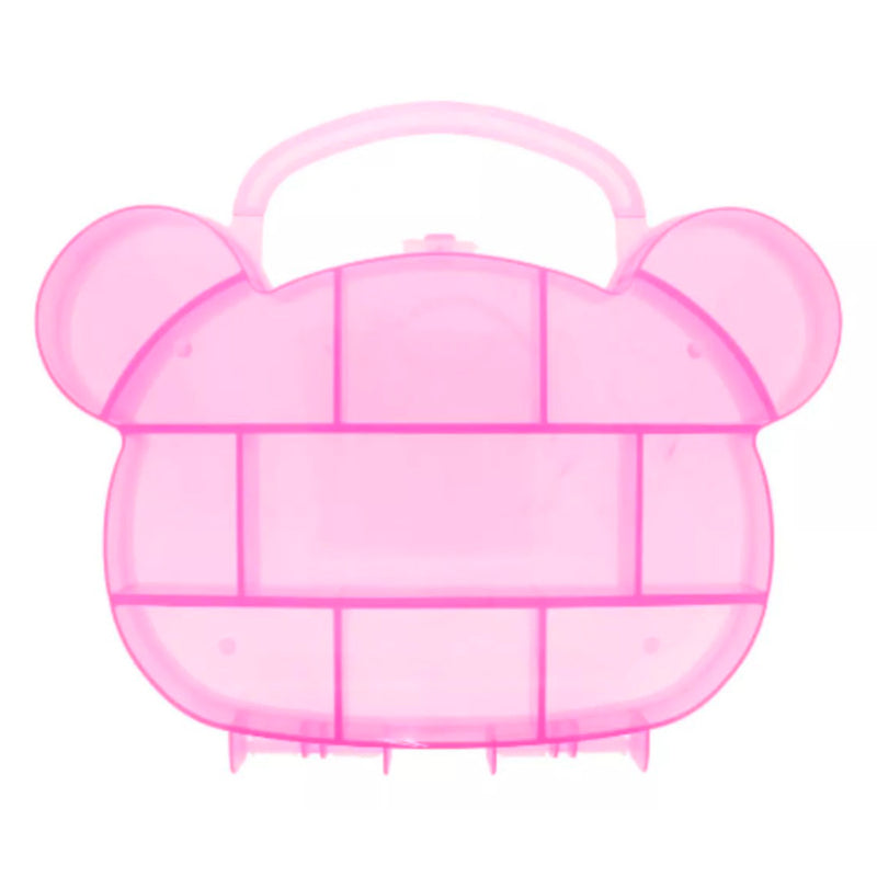 Maleta Organizadora De Bijuterias Plástica Urso Rosa Com 11 Divisórias