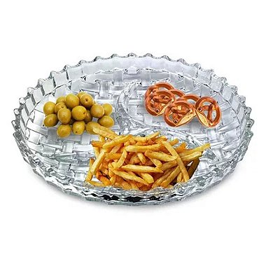 Petisqueira De Vidro Rocks Com 3 Divisórias 22cm
