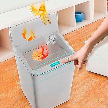 Lixeira Automática Com Sensor Inteligente de Proximidade 6 Litros Cinza