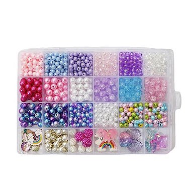 Kit Miçangas Coloridas De Perolas Para Colar E Pulseiras Com 840 Peças