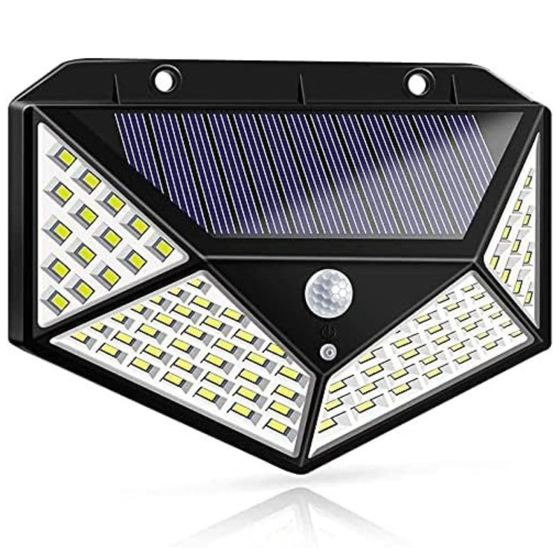 Luminária Energia Solar Para Parede 100 Leds Resistente à Água Com Sensor de Movimento 2 Funções