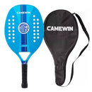 Raquete Para Beach Tennis Profissional Em Fibra Carbono Azul Com Capa Protetora - Camewin