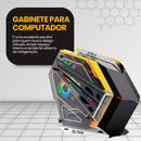 Gabinete Gamer Amarelo RGB Compatibilidade Placas-Mãe ATX e M-ATX USB 3.0 Áudio e Microfone