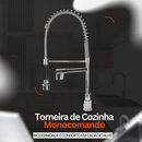 Torneira Gourmet Monocomando 50cm Cromada – Água Quente e Fria, Ducha Flexível, Bica Giratória