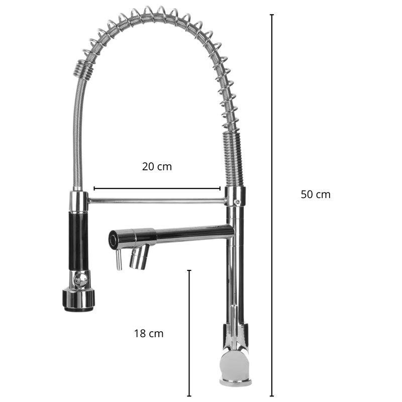 Torneira Gourmet Monocomando 50cm Cromada – Água Quente e Fria, Ducha Flexível, Bica Giratória