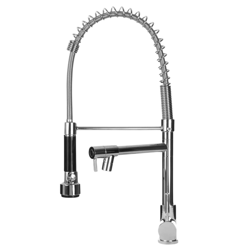 Torneira Gourmet Monocomando 50cm Cromada – Água Quente e Fria, Ducha Flexível, Bica Giratória