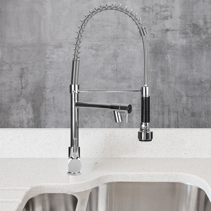 Torneira Gourmet Monocomando 50cm Cromada – Água Quente e Fria, Ducha Flexível, Bica Giratória