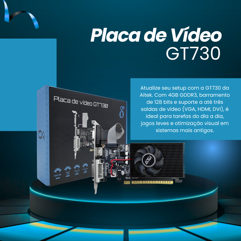 Placa de Vídeo GT730 4GB GDDR3 128 Bits Aitek DELTA-GT730