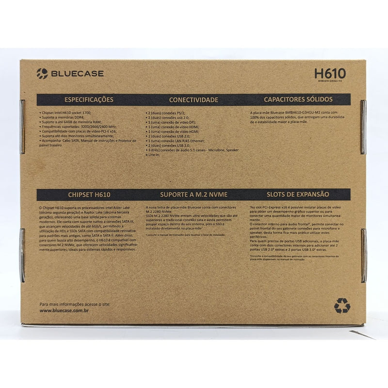 Placa Mãe DDR4 H610 Bluecase - BMBH610-G3DGU-M2