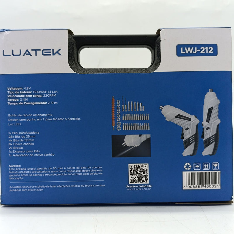 Kit Parafusadeira Mini Com Luz Led Portátil Recarregável Usb e Maleta