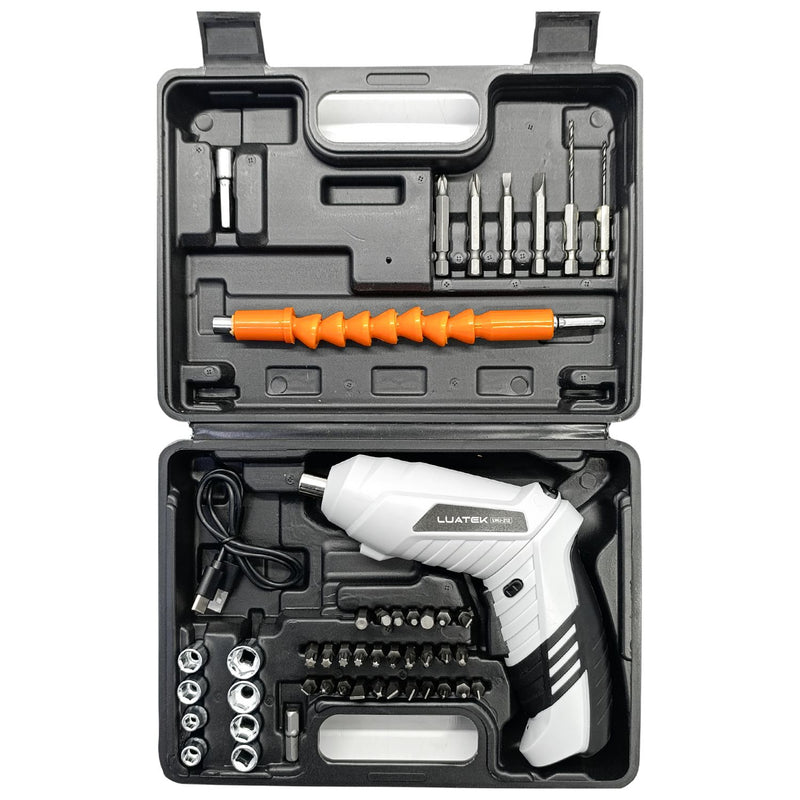 Kit Parafusadeira Mini Com Luz Led Portátil Recarregável Usb e Maleta