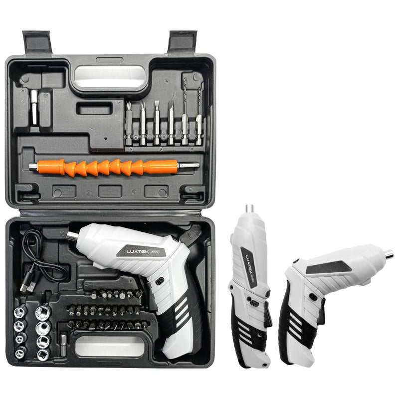 Kit Parafusadeira Mini Com Luz Led Portátil Recarregável Usb e Maleta