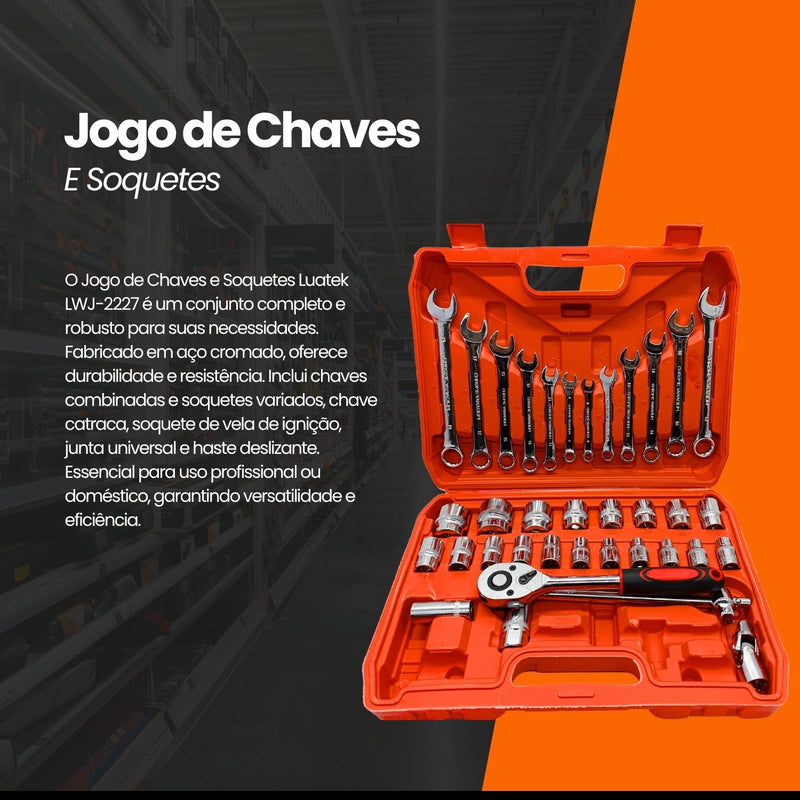 Kit Jogo de Chaves e Soquetes de Ferramentas Luatek - LWJ-2227