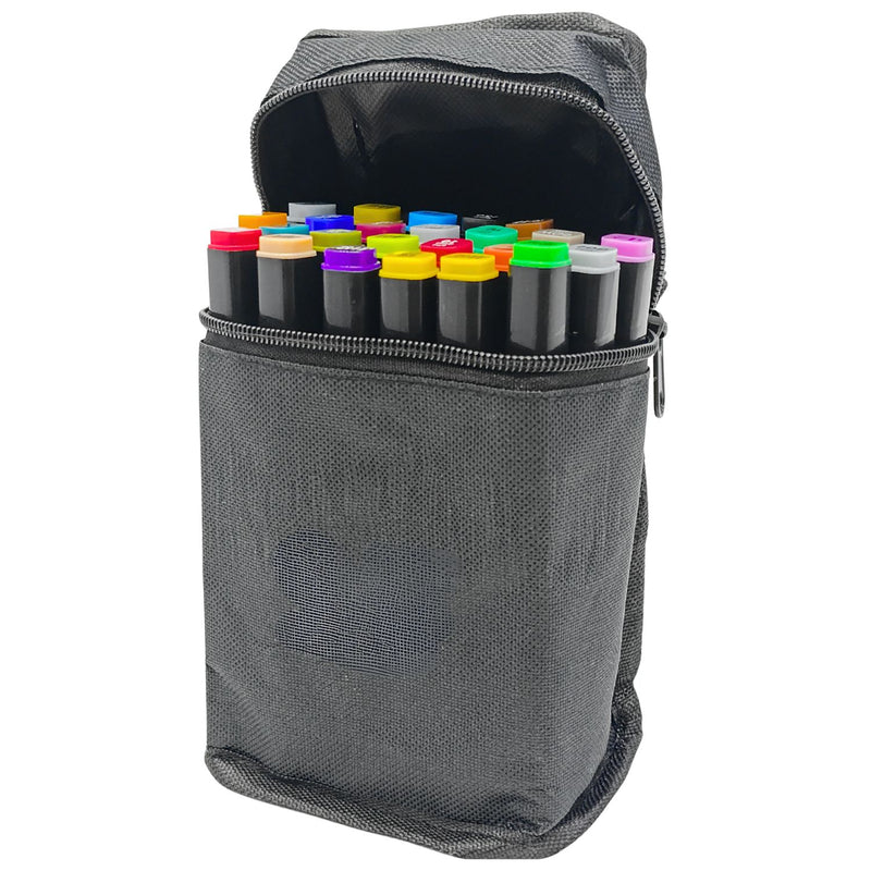 Kit Bolsa Com 24 Canetas Coloridas Com Ponta Dupla
