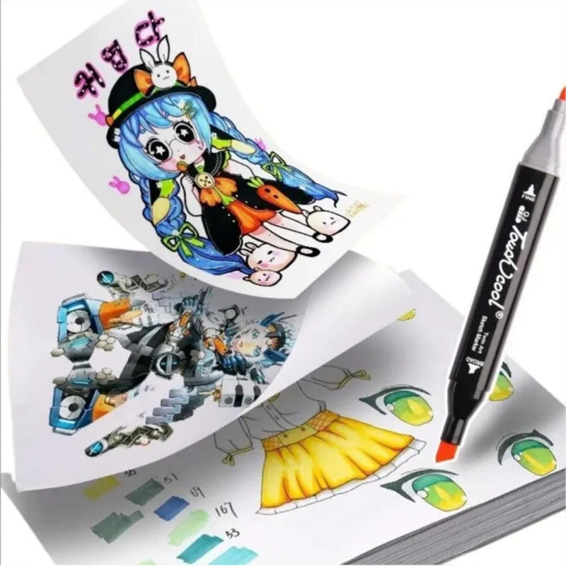 Kit Bolsa Com 100 Canetas Coloridas Com Ponta Dupla - C-100