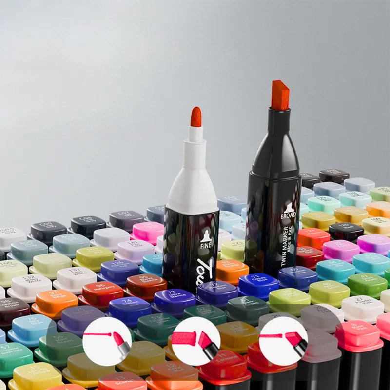 Kit Bolsa Com 100 Canetas Coloridas Com Ponta Dupla - C-100