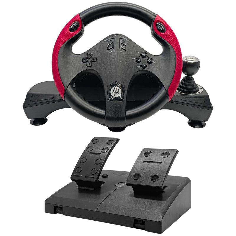 Volante Gamer Vibração Simulador Driving Com Pedal