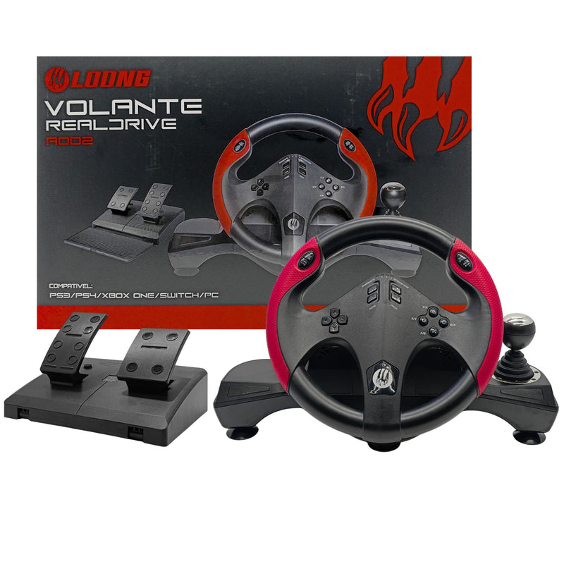 Volante Gamer Vibração Simulador Driving Com Pedal