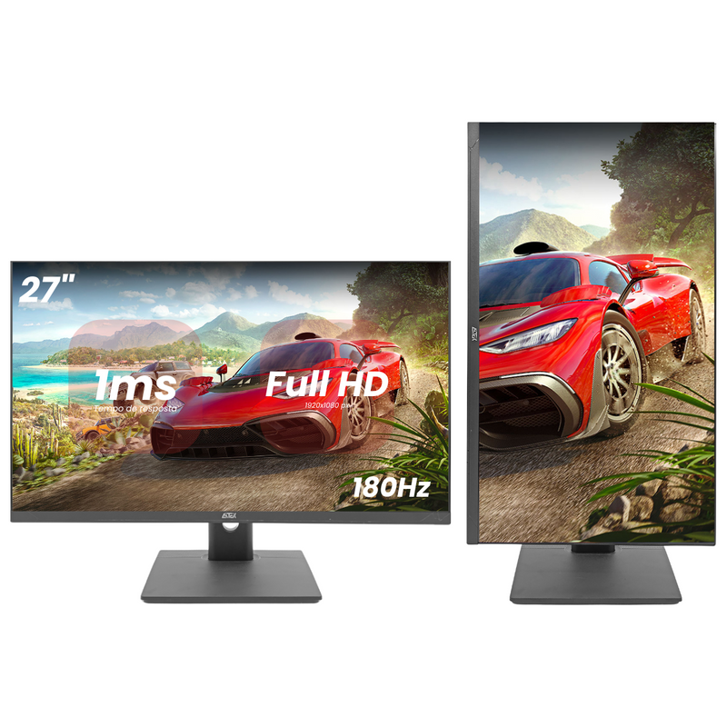 Monitor Gamer LED 27'' Aitek DELTA-M2712A PRO – Full HD, 180Hz, 1ms | Imagens Impecáveis e Velocidade para Sua Vitória