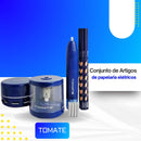 Kit Papelaria Eletrônico Tomate MAT-K01 com Apontador, Apagador e Grampeador Elétrico – Compacto e Prático
