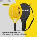 Raquete Beach Tennis Camewin Amarela com Estojo – Fibra de Vidro, Carbono e EVA Soft – 320g