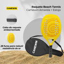Raquete Beach Tennis Camewin Amarela com Estojo – Fibra de Vidro, Carbono e EVA Soft – 320g