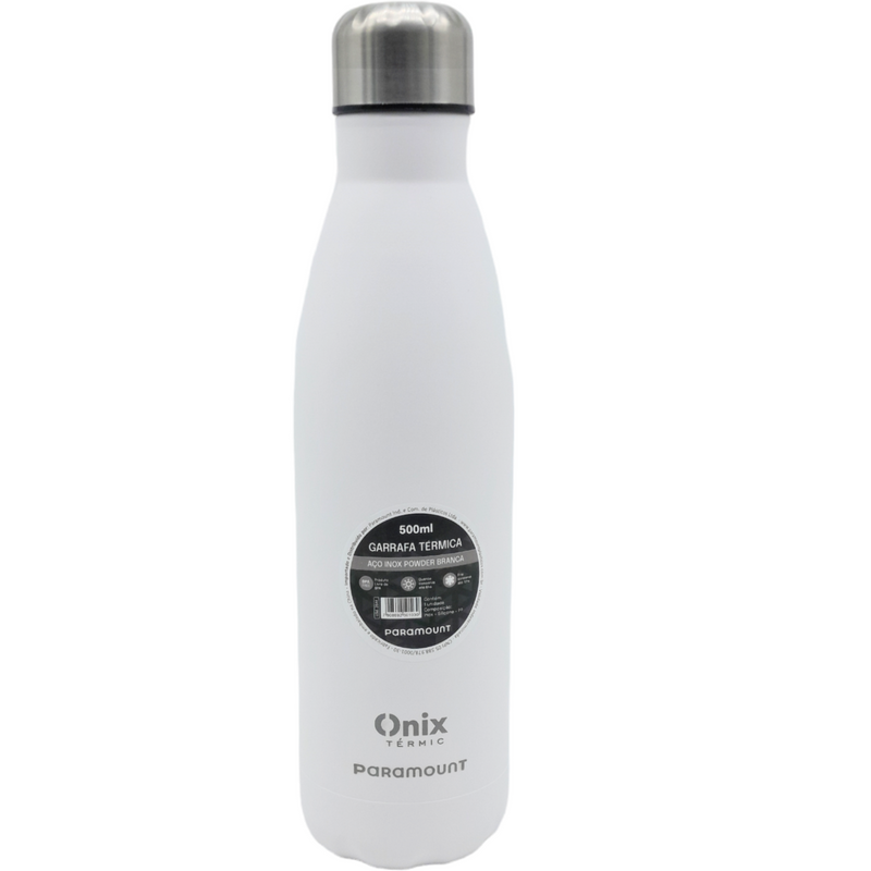 Garrafa Térmica 500ml De Aço Inox Paramount Com Camada Dupla Isolada A Vacuco (Branco)