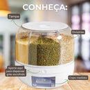 Dispensador de Grãos, 6 Grades, Dispensador Rotativo de Armazenamento de Grãos, Organização para Cozinha Doméstica, 23 cm