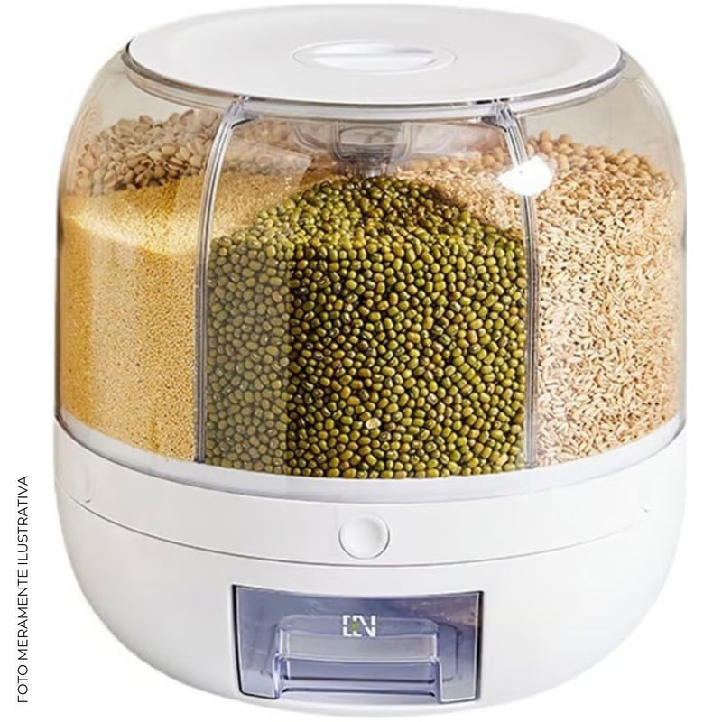 Dispensador de Grãos, 6 Grades, Dispensador Rotativo de Armazenamento de Grãos, Organização para Cozinha Doméstica, 23 cm