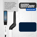 Prancha Alisadora Escova Elétrica Masculina Barba e Cabelo Bivolti