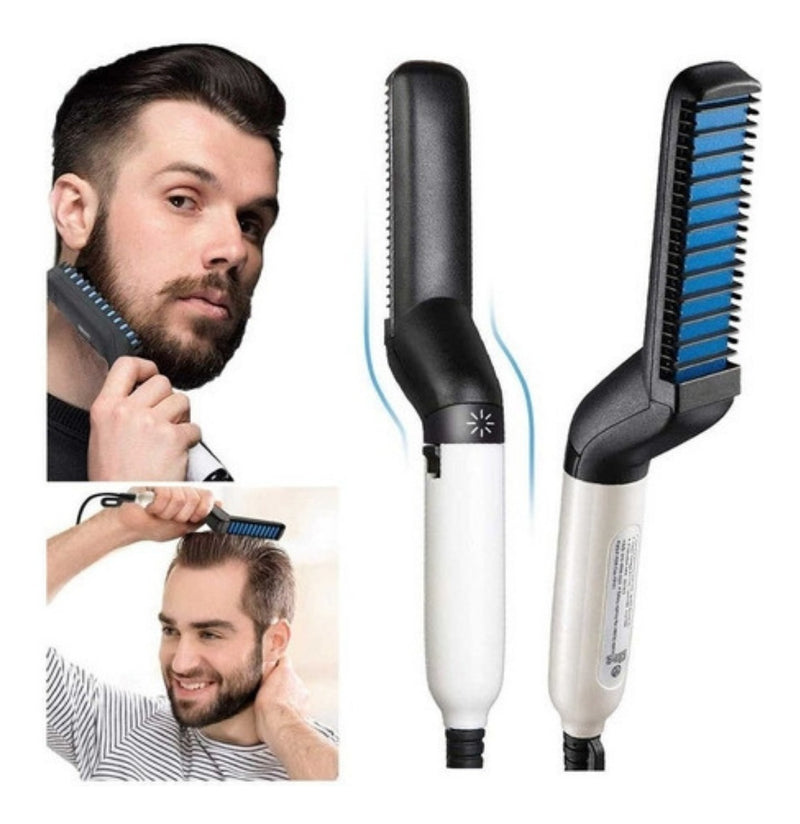 Prancha Alisadora Escova Elétrica Masculina Barba e Cabelo Bivolti