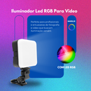 Iluminação LED RGB 3200K-6500K Alcance 5m USB-C 5.5W para Gravações Lives e Streaming