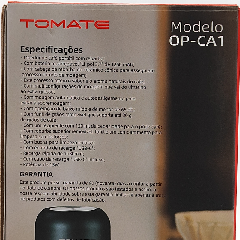 Moedor De Café Multi Moagem Ceramico Portatil USB Recarregavel