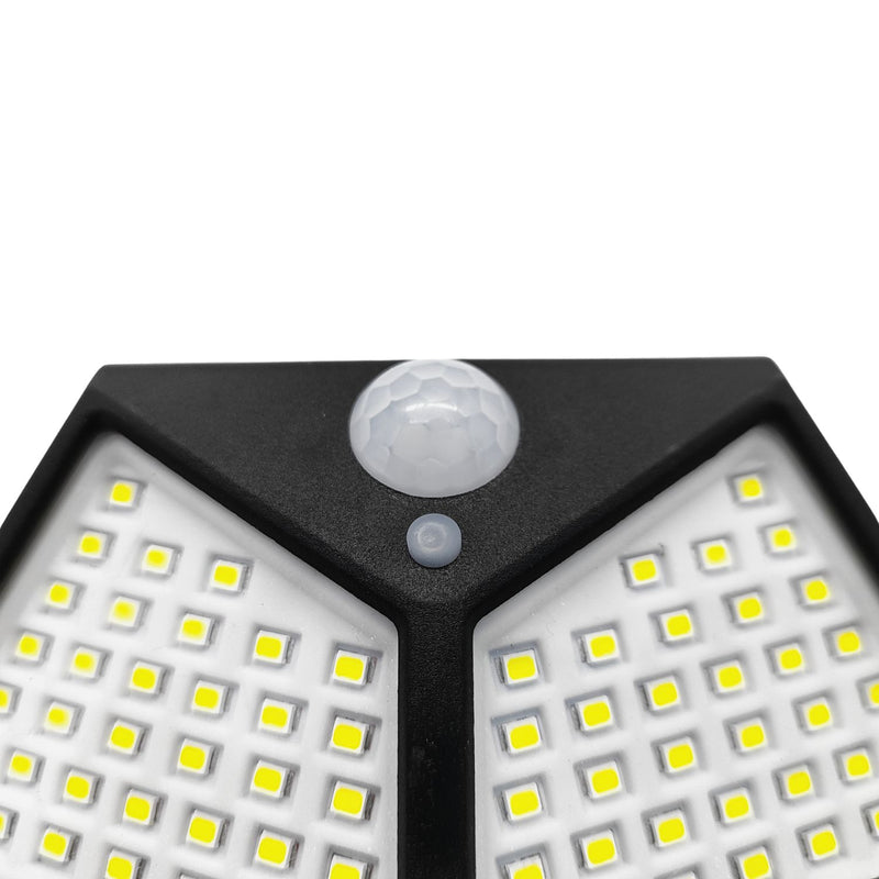 Luminária Energia Solar Para Parede 100 Leds Resistente à Água Com Sensor de Movimento 2 Funções