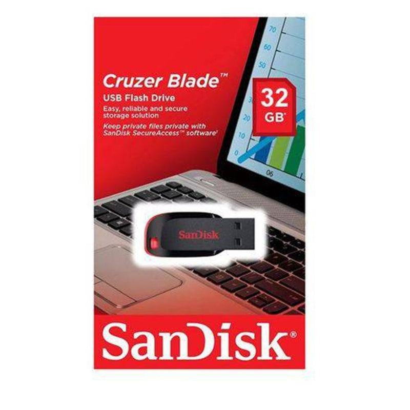 Pen Drive SanDisk 32GB Cruzer Blade USB 2.0 – Armazenamento Seguro e Eficiente