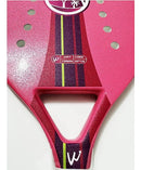 Raquete Rosa Para Beach Tennis Profissional Em Fibra Carbono Com Capa Protetora - Camewin