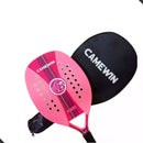 Raquete Rosa Para Beach Tennis Profissional Em Fibra Carbono Com Capa Protetora - Camewin