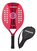 Raquete Rosa Para Beach Tennis Profissional Em Fibra Carbono Com Capa Protetora - Camewin