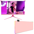Kit Monitor LED 27" Rosa Aitek + Mousepad Gamer LED RGB 80x30CM Rosa