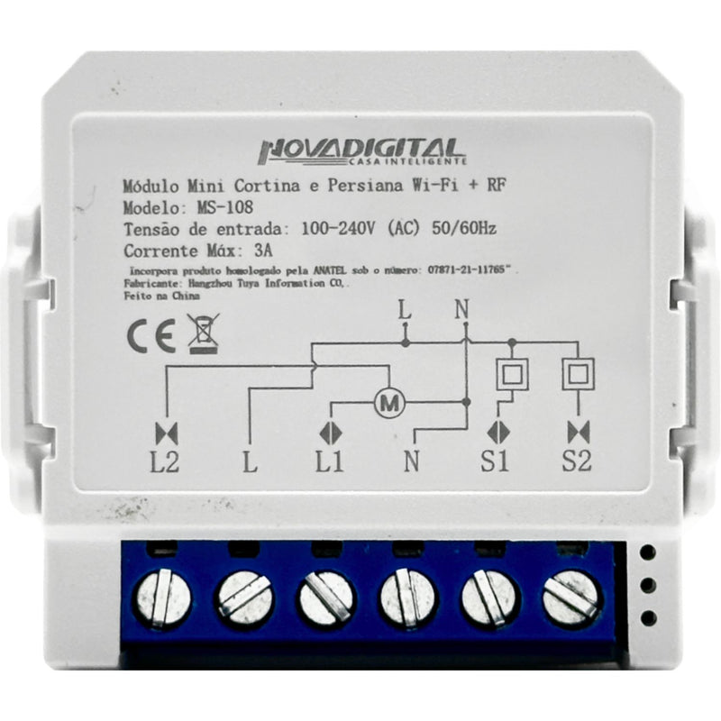 Módulo Mini Automação Cortina e Persiana Wi-Fi - NovaDigital