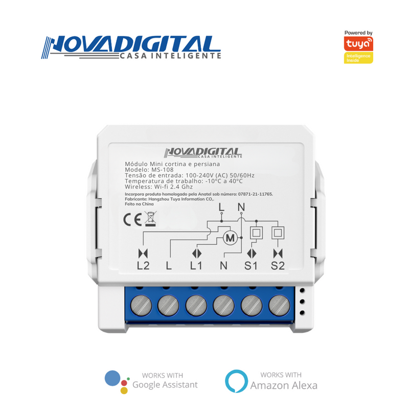 Módulo Mini Automação Cortina e Persiana Wi-Fi - NovaDigital