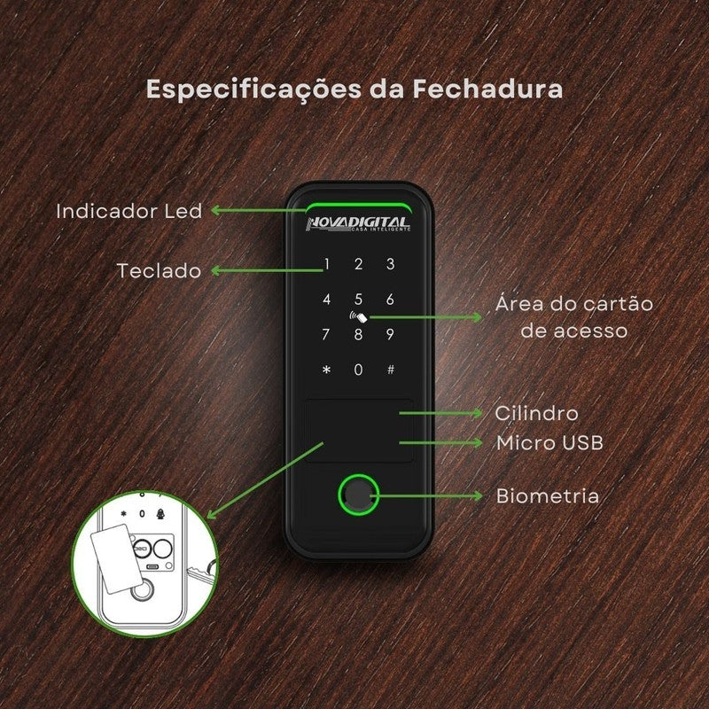 Fechadura Inteligente Wi-Fi de Sobrepor Acesso Remoto e Segurança Avançada para Seu Lar - Novadigital