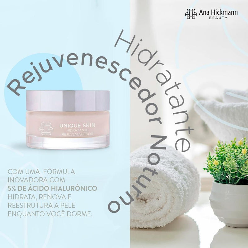 Hidratante Rejuvenescedor Noturno Skincare Hidratação Profunda Antienvelhecimento Ácido Hialurônico Vitamina E - Ana Hickmann