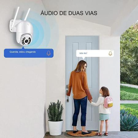 Câmera IP Wi-Fi Externa Rotativa HD 1080p com 2 Antenas Visão Noturna Áudio e Detecção de Movimento