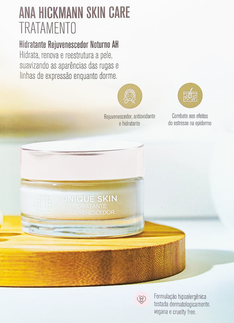 Hidratante Rejuvenescedor Noturno Skincare Hidratação Profunda Antienvelhecimento Ácido Hialurônico Vitamina E - Ana Hickmann